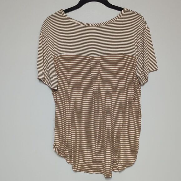 H. I. P. Brown/ Cream Striped Short Sleeve Shirt - Picture 5 of 6
